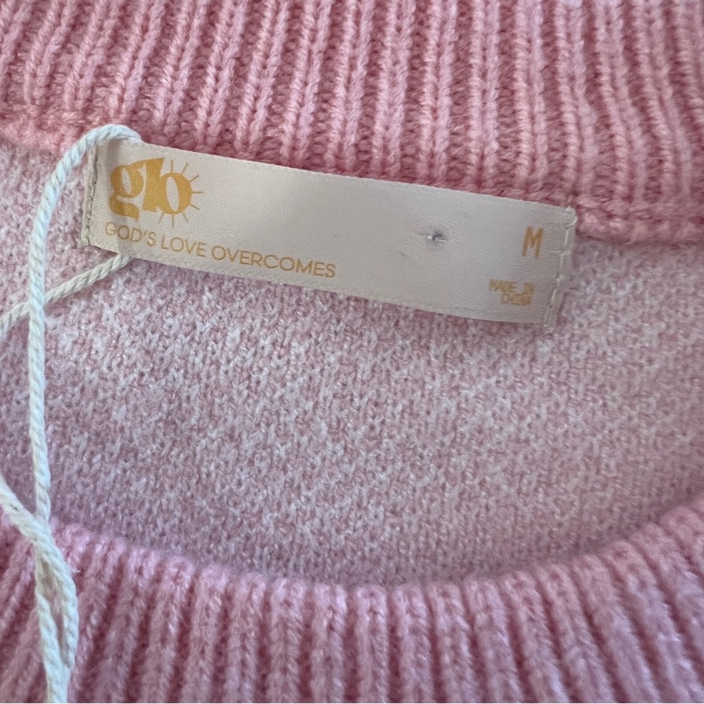 GLO Fruit of the Spirit Pink Jacquard Sweater Cherry Strawberry Size M - Picture 7 of 11
